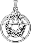 Sterling Silver Crescent Moon Pentacle Pentagram Pendant