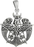 Sterling Silver Crescent Raven Pentacle Pendant