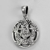 Sterling Silver Small Cut Moon Pentacle Pendant