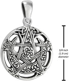 Sterling Silver Small Cut Moon Pentacle Pendant