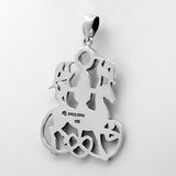 Sterling Silver Celtic Rhiannon Horse Goddess Pendant with Natural Rainbow Moonstone