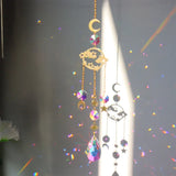 Crystal Wind Chime Star Moon Sun Light Catcher Prism Rainbow Maker Suncatcher Windbell Hanging Pendant Ornament Home Decoration