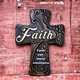 Beech solid wood carved faith wood cross decoration, spiritual wall sign, christian tabletop sign, inspirational minimalism
