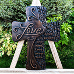 Carved Wooden Christian Cross Art, Love Decoration, spiritual Wall Sign, Simple Religious Desktop, Inspirational Minimalism