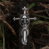 Punk Rock Cross Pendant Necklace For Men Cool Biker Jewelry