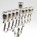 Hanukkah Menorah Candlestick Silver Color Israel Jewish Candle Holder