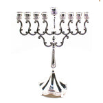 Hanukkah Menorah Candlestick Silver Color Israel Jewish Candle Holder
