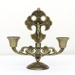 Jesus Cross Candle Holder Retro Religious Christ Metal Candlestick Ornament Home Decor Church Utensils
