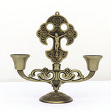 Jesus Cross Candle Holder Retro Religious Christ Metal Candlestick Ornament Home Decor Church Utensils