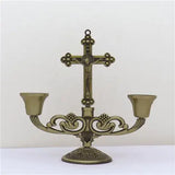 Jesus Cross Candle Holder Retro Religious Christ Metal Candlestick Ornament Home Decor Church Utensils