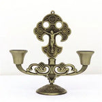 Jesus Cross Candle Holder Retro Religious Christ Metal Candlestick Ornament Home Decor Church Utensils