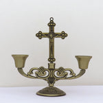Jesus Cross Candle Holder Retro Religious Christ Metal Candlestick Ornament Home Decor Church Utensils