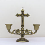 Jesus Cross Candle Holder Retro Religious Christ Metal Candlestick Ornament Home Decor Church Utensils