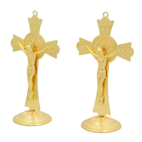 Jesus Cross Saint Benedict Golden Color Priest Catholic Church Utensils Christ Car Home Decor Religious Orthodox Decoration