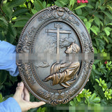 Jesus Cross Wood Carving Wall Decor Christ Figures Catholic Relic Church Decoration