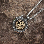 Jormungandr Surrounds Yggdrasil Rotating Pendant Stainless Steel Viking Jewelry