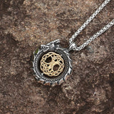 Jormungandr Surrounds Yggdrasil Rotating Pendant Stainless Steel Viking Jewelry