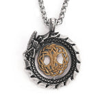 Jormungandr Surrounds Yggdrasil Rotating Pendant Stainless Steel Viking Jewelry