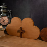 Love desktop ornaments, heart shaped decoration, Christian sculptures, wooden products, small crosses, Valentine's Day gifts