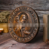 Mass Saint Benedict Beech Wood Carving Craft Church Catholic Deocration Prayer Disc Church Souvenirs Figures