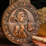 Mass Saint Benedict Beech Wood Carving Craft Church Catholic Deocration Prayer Disc Church Souvenirs Figures