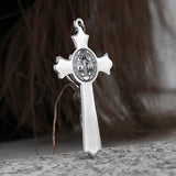 Compass Design Jesus Cross Amulet Pendant Rock Casual Gift Catholic Christian Necklace