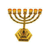 Menorah Candelabra Home Decoration Candle Holder Judaica Hanukkah 12 Tribes Gold Color Candlestick Alloy Religious Decor