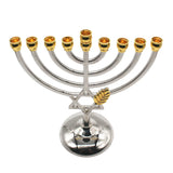 Menorah Candle Holder Hanukkah 9 Branch Judaica Alloy Jewish Home Decoration Candlestick Religious David Star Silver Candelabra