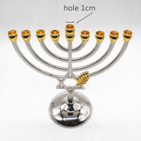 Menorah Candle Holder Hanukkah 9 Branch Judaica Alloy Jewish Home Decoration Candlestick Religious David Star Silver Candelabra