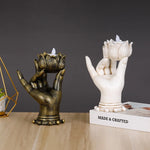 Religious Lotus Bergamot Candlestick Tabletop Decor Crafts Candel Holder Home Decoration Candlelabra Resin