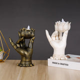 Religious Lotus Bergamot Candlestick Tabletop Decor Crafts Candel Holder Home Decoration Candlelabra Resin