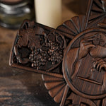 Religious communion cross, Christian decoration for indoor wall hanging, wood carved cross, priest's cross, communion gift