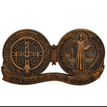 St. Benedict medal ornaments, Catholic religious items, Catholic medals, wooden decorations, exorcisms, family protection