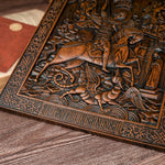 St. George and the Dragon Wood Carving Religious Wall Decoration Solid Wood Carving Ornament Christian Men's Gift