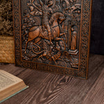 St. George and the Dragon Wood Carving Religious Wall Decoration Solid Wood Carving Ornament Christian Men's Gift