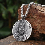 Stainless Steel Nordic Design Amulet Pendant Scandinavian Hero Norse KIng Harald Fairhair Necklace Viking Jewelry