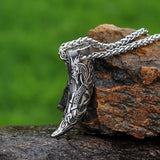 Stainless Steel Norse God Fenrir Wolf Tooth Necklace Driking Horn Amulet Viking Jewelry