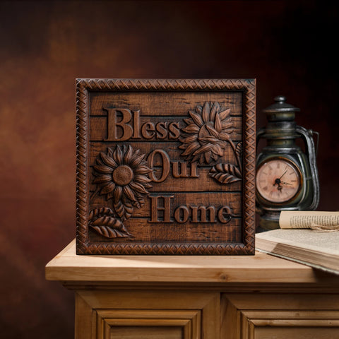 Sunflower Hanging Plaque Home Decor Bless Our Doorstep Wooden Decor Modern Home Decor Personalized Farmhouse Home Decor
