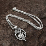 Viking Jewelry Stainless Steel Odin's Raven Huginn and Muninn Valknut Pendant Necklace
