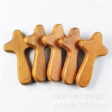 Wood Caring Cross Holy Land Pocket Holding Cross For Kids Adults Religious Gift Church Souvenirs Christ Jesus