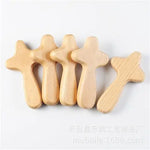 Wood Caring Cross Holy Land Pocket Holding Cross For Kids Adults Religious Gift Church Souvenirs Christ Jesus