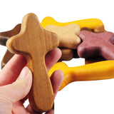 Wood Caring Cross Holy Land Pocket Holding Cross For Kids Adults Religious Gift Church Souvenirs Christ Jesus