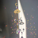 Crystal Wind Chime Star Moon Sun Light Catcher Prism Rainbow Maker Suncatcher Windbell Hanging Pendant Ornament Home Decoration