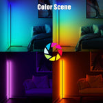 Corner Floor Lamp Color Changing Dimmable RGB Corner Led Light Led Floor Lamp for Gaming Room Living Room, Bedroom, Smart Remote Controller Modern Aluminum 55”Tall 20W-Black