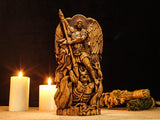 St. Michael Statue, Archangel Michael Carving, Catholic Saint Figurine, Guardian Angel Decor, Spiritual Protection Gift, St. Michael Icon