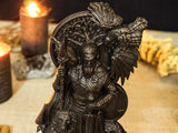 Black Odin statue, Black Allfather Figurine, Wotan, Carved Odin Idol, Norse Mythology Statue, Norse God Odin, Viking Altar, Pagan Altar