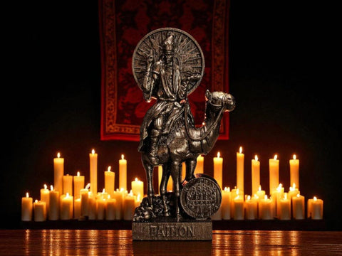 Wood Sculpture Collection-Black King Paimon Statue, Demon Paimon Figure, Demonology Figure, Goetia Statue, Black Demon Statue, Custom Demon Statue, Pagan Altar