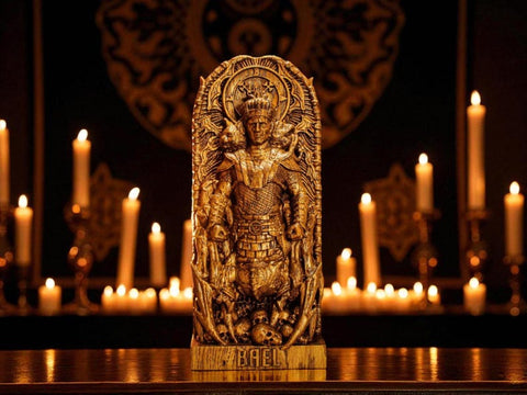 Wood Sculpture Collection-Bael King Statue, Bael Goetia Figure, Ars Goetia Statue, Demonology Figure, Goetia Demon Statue, Occult Statue, Wooden Demon Statue