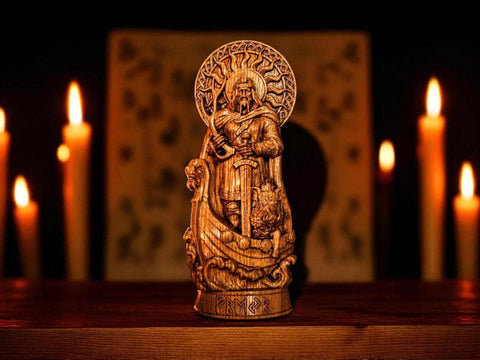 Wood Sculpture Collection-Freyr Statue, Freyr Norse God Figure, Freyr Altar Statue, Viking Statue, Pagan Figurine, Norse Mythology, Altar Statue, Norse