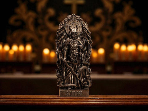 Wood Sculpture Collection-Black Samael Statue, Samael Fallen Angel Figure, Occult Statue, Demon Figurine, Pagan Altar, Altar Figurine, Custom Demon Figure,Occult Gift